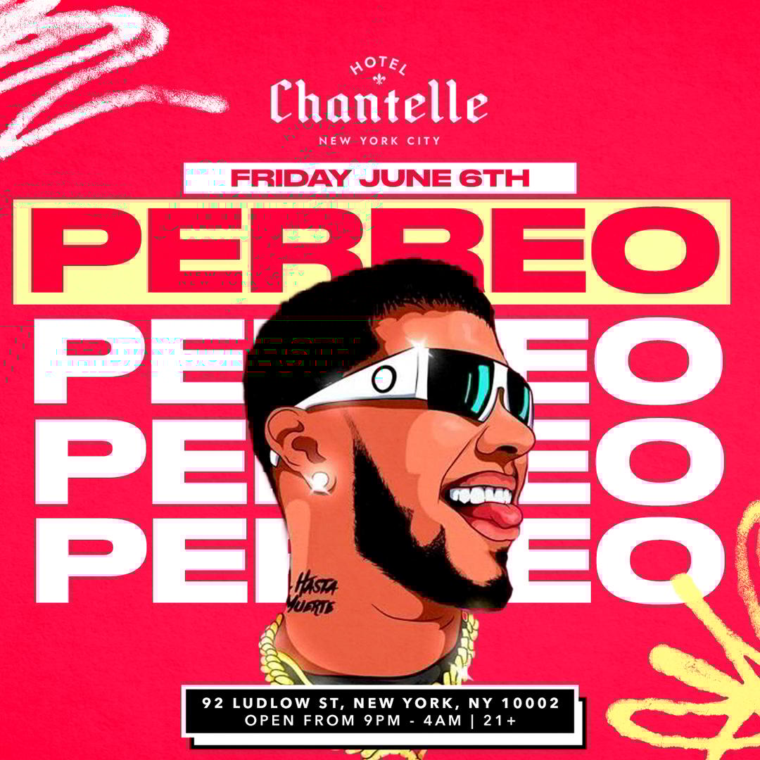 Perreo Fridays @ Hotel Chantelle flyer hero image hosted by Hotel Chantelle at Hotel Chantelle starting at 2025-04-18T21:00:00.000Z