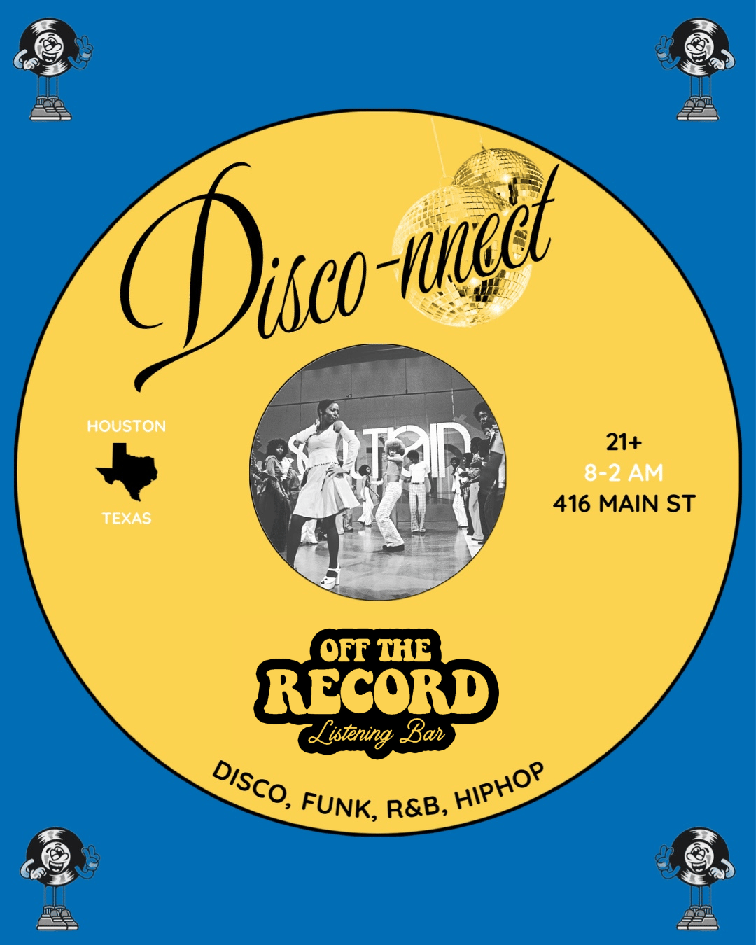 Disco-nnect Thursdays flyer hero image hosted by Off The Record at Off The Record starting at 2025-06-19T21:00:00.000Z