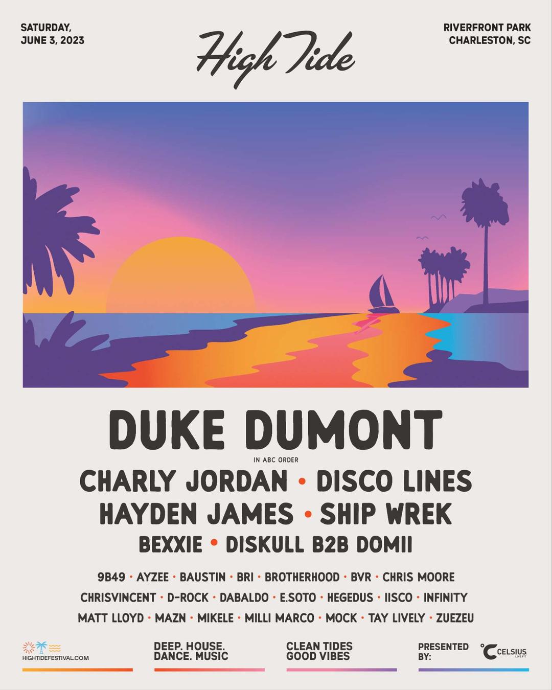 High Tide Festival 2023 flyer hero image hosted by High Tide at Charleston, SC starting at 2023-06-01T12:00:00.000Z
