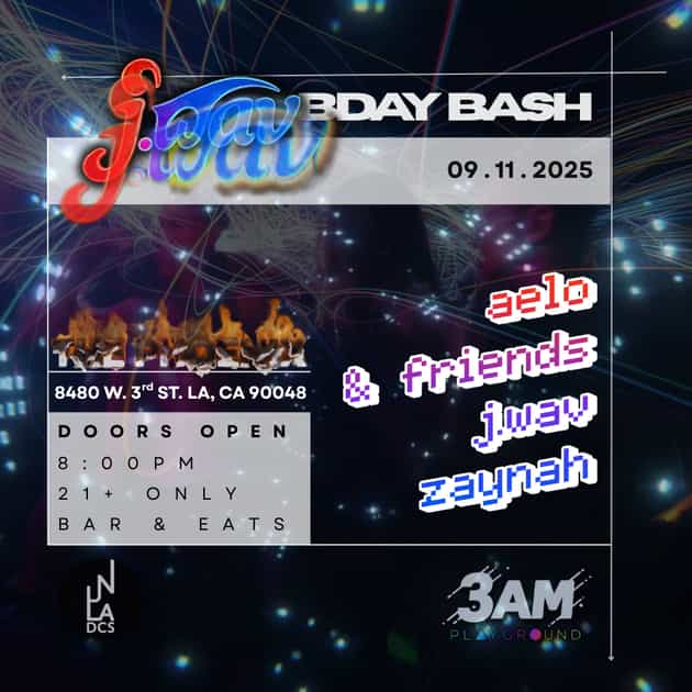 j.wav bday bash | 3AM Playground | Sun, Sep 11, 2033 | The Phoenix