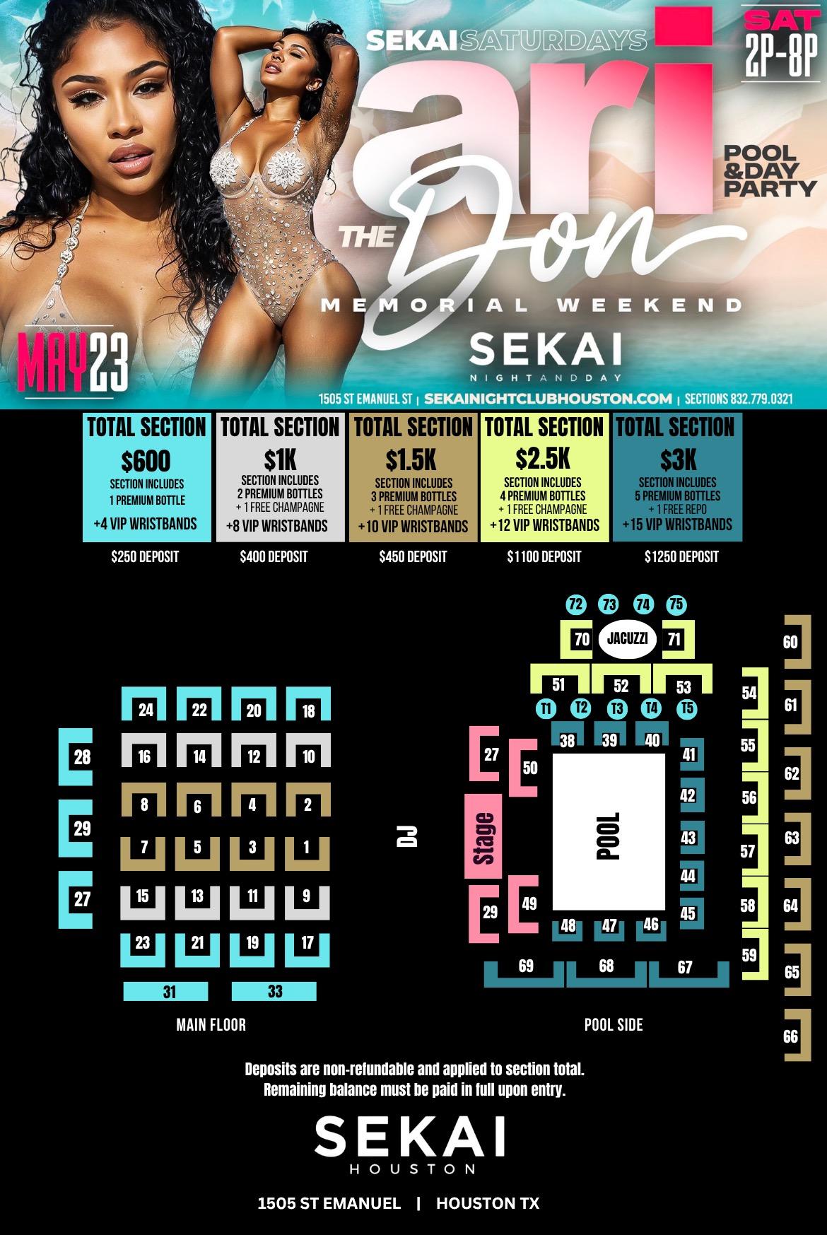 ARI THE DON HOSTS SATURDAY MEMORIAL POOL PARTY @SEKAIHTX | SEKAI | Sat ...