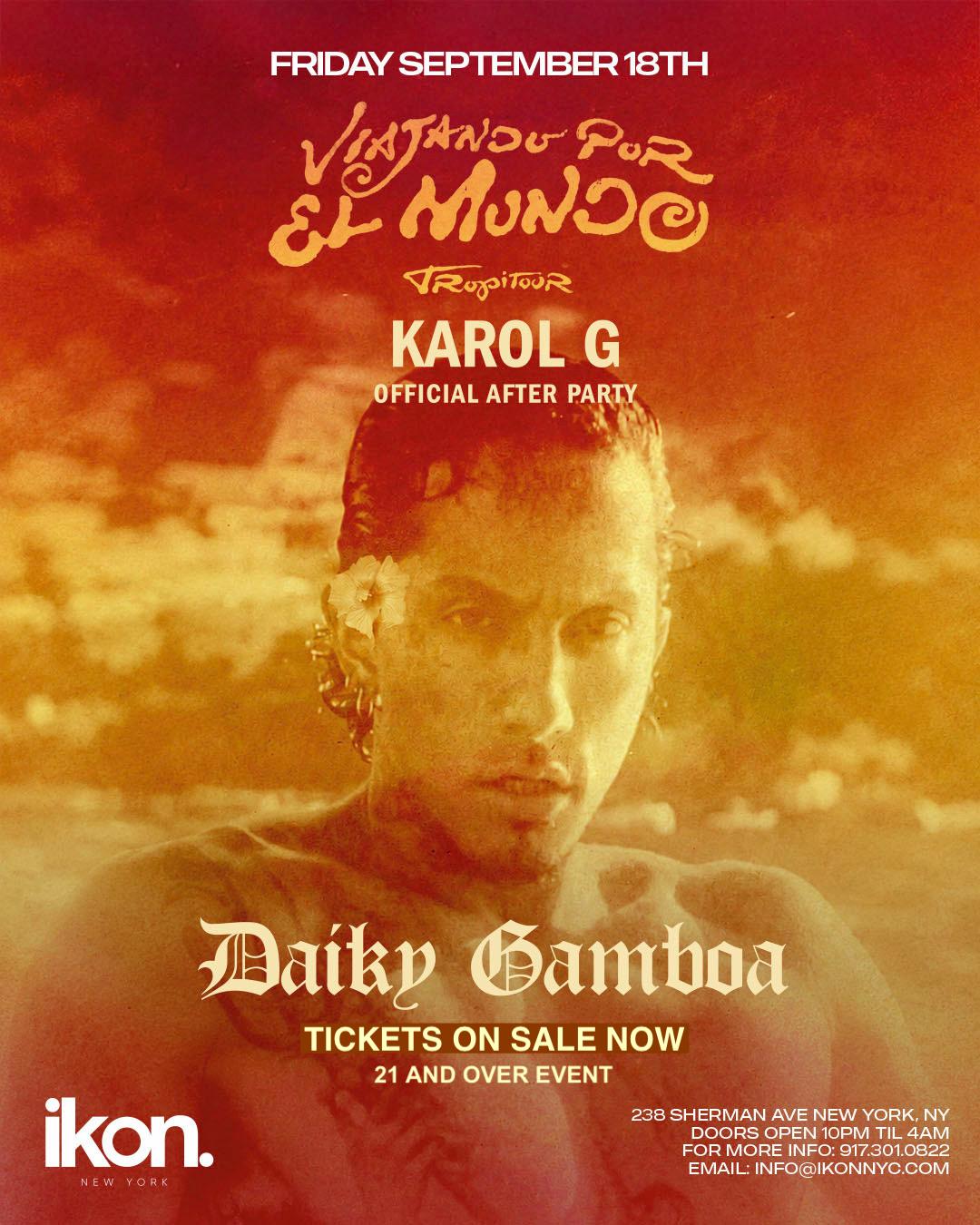 Karol G Official After Party w/ Daiky Gamboa, Fri Sept 18Th • IKON NEW YORK