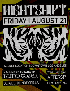 AFTERS 8-21 ( FRIDAY ) | NIGHTSHIFT | Fri, Aug 21, 2026 | 129 E 3rd St